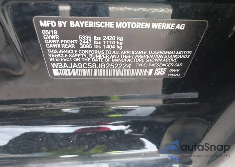 2018 BMW 530E Iperformance from USA, damaged, VIN WBAJA9C58JB252224